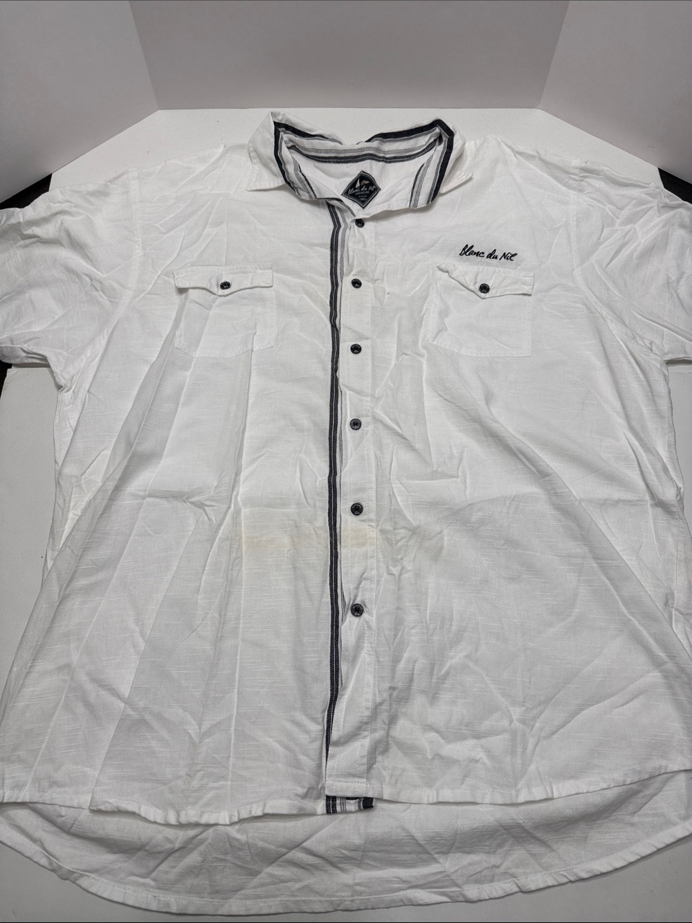 Blanc du Nil Premium White Shirt with Black Trim